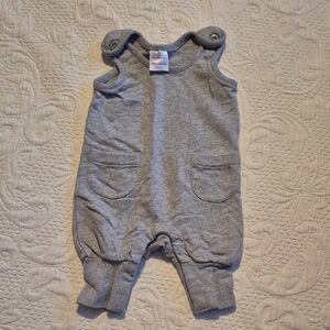 Hanna Andersson 50 or 0-3 months gray dungarees VGUC